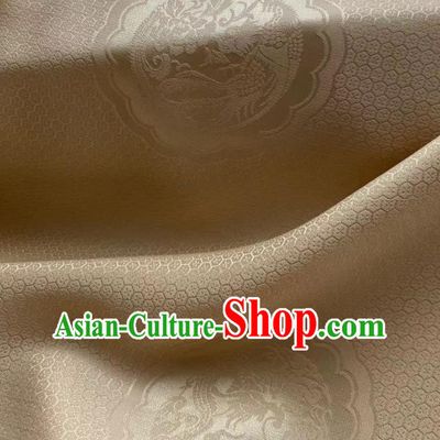 Chinese Jacquard Tapestry Material Traditional Hanfu Dress Drapery Light Golden Silk Fabric Classical Dragon Phoenix Pattern Brocade Cloth