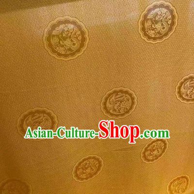 Chinese Classical Dragon Phoenix Pattern Brocade Cloth Jacquard Tapestry Material Traditional Hanfu Dress Drapery Golden Silk Fabric