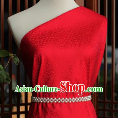Chinese Silk Fabric Classical Wedding Pattern Red Brocade Cloth Tapestry Material Traditional Qipao Dress Drapery