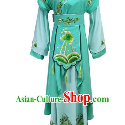 Chinese Traditional Peking Opera Servant Girl Green Dress Shaoxing Opera Palace Lady Garment Beijing Opera Actress Clothing