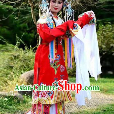 Chinese Shaoxing Opera Imperial Consort Garment Beijing Opera Court Beauty Clothing Traditional Peking Opera Hua Tan Red Dress