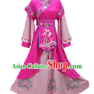 Chinese Beijing Opera Diva Clothing Traditional Peking Opera Young Lady Rosy Dress Shaoxing Opera Court Maid Garment