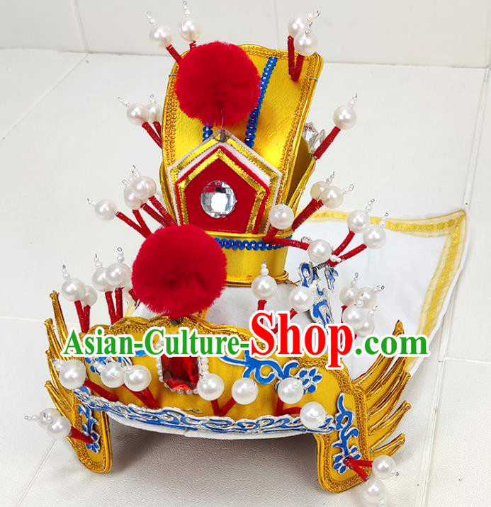 China Beijing Opera General Headwear Shaoxing Opera Warrior Golden Helmet Hat China Beijing Opera General Headwear Shaoxing Opera Warrior Golden Helmet Hat