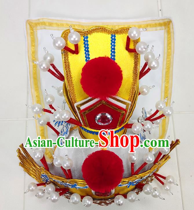 China Beijing Opera General Headwear Shaoxing Opera Warrior Golden Helmet Hat China Beijing Opera General Headwear Shaoxing Opera Warrior Golden Helmet Hat