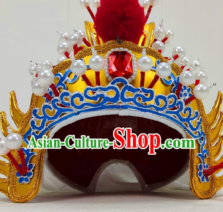 China Beijing Opera General Headwear Shaoxing Opera Warrior Golden Helmet Hat China Beijing Opera General Headwear Shaoxing Opera Warrior Golden Helmet Hat