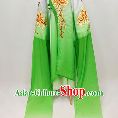 Chinese Beijing Opera Actress Green Clothing Traditional Peking Opera Diva Water Sleeve Dress Shaoxing Opera Young Beauty Garment