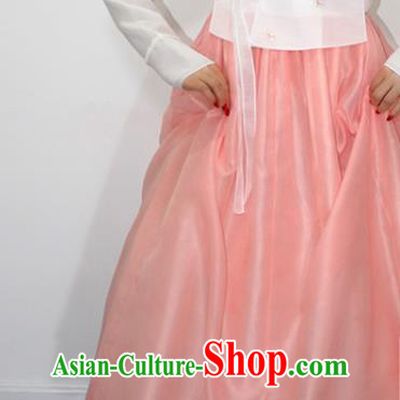 Korean Traditional Fashion Garments Asian Korea Court Dance Hanbok Clothing Bride Mother White Blouse and Pink Dress