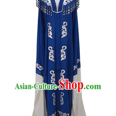 Chinese Beijing Opera Empress Water Sleeve Clothing Traditional Peking Opera Hua Tan Royalblue Dress Garments