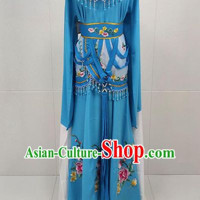 Chinese Shaoxing Opera Princess Garments Beijing Opera Hua Tan Clothing Traditional Peking Opera Actress Blue Dress