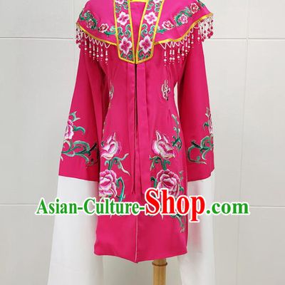 Chinese Peking Opera Hua Tan Embroidered Rosy Cape Traditional Shaoxing Opera Actress Garment Beijing Opera Princess Clothing