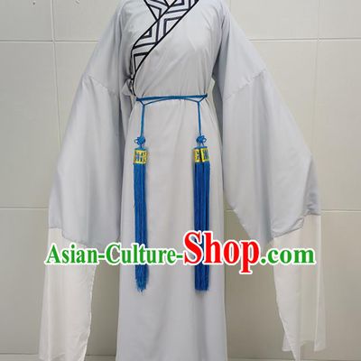 China Peking Opera Scholar Garments Traditional Shaoxing Opera Scholar Grey Robe Clothing