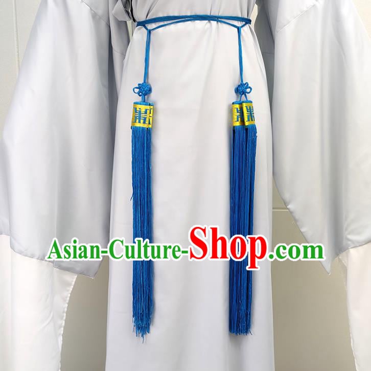China Peking Opera Scholar Garments Traditional Shaoxing Opera Scholar Grey Robe Clothing