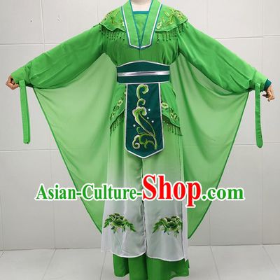 Chinese Peking Opera Young Woman Green Dress Traditional Shaoxing Opera Xiao Qing Garment Beijing Opera Swordswoman Clothing