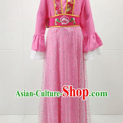 Chinese Beijing Opera Xiaodan Clothing Traditional Huangmei Opera Young Lady Pink Dress Garments