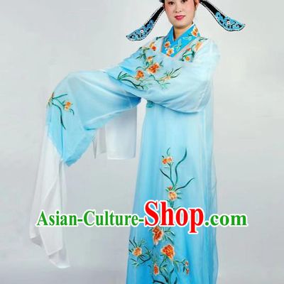 China Traditional Peking Opera Xiaosheng Blue Robe Beijing Opera Garment Shaoxing Opera Scholar Clothing
