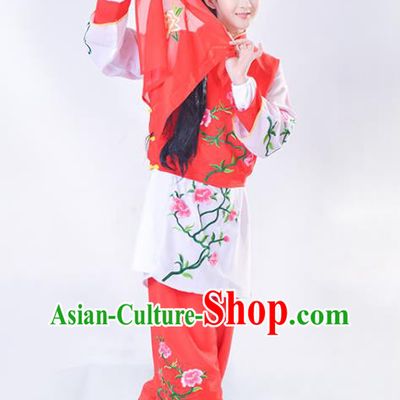 Chinese Beijing Opera Young Lady Clothing Peking Opera Servant Girl Dress Garment Traditional Shaoxing Opera Red Outfits