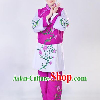 Chinese Beijing Opera Clothing Traditional Peking Opera Servant Girl Dress Garment Shaoxing Opera Young Lady Purple Outfits