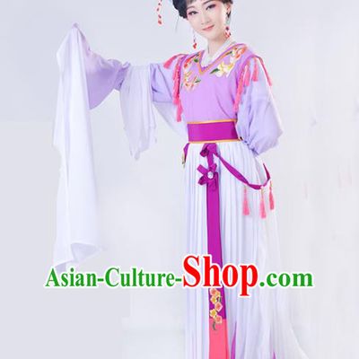 Chinese Traditional Peking Opera Diva Lilac Dress Shaoxing Opera Actress Garment Beijing Opera Young Beauty Clothing