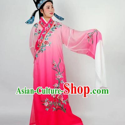 China Peking Opera Xiaosheng Red Robe Garment Traditional Shaoxing Opera Scholar Clothing