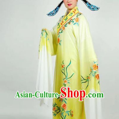 China Shaoxing Opera Scholar Clothing Traditional Peking Opera Xiaosheng Yellow Robe Garment