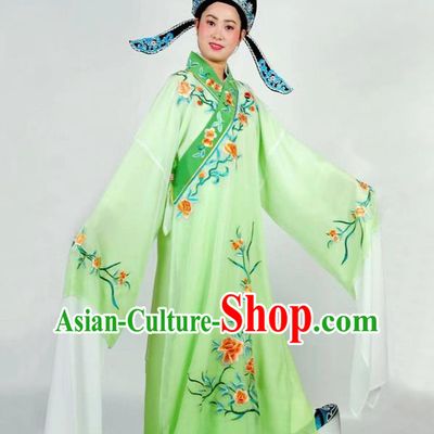 China Beijing Opera Garment Shaoxing Opera Scholar Clothing Traditional Peking Opera Xiaosheng Green Robe
