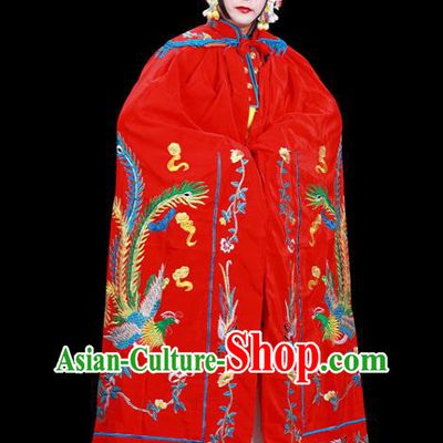 Chinese Beijing Opera Empress Embroidered Cloak Clothing Traditional Peking Opera Hua Tan Red Cape Garment