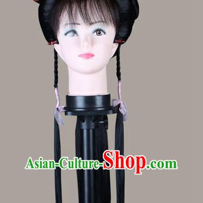 China Beijing Opera Village Girl Headwear Shaoxing Opera Servant Lady Wigs Sheath Hair Accessories