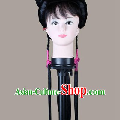 China Shaoxing Opera Servant Lady Wigs Sheath Hair Accessories Beijing Opera Village Girl Headwear