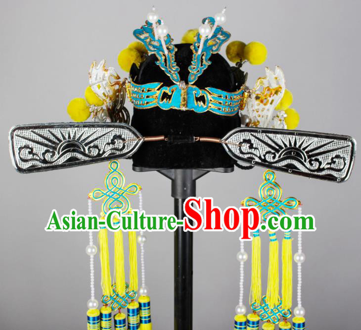 China Shaoxing Opera Scholar Hat Traditional Huangmei Opera Bridegroom Headdress Beijing Opera Xiaosheng Headwear China Shaoxing Opera Scholar Hat Traditional Huangmei Opera Bridegroom Headdress Beijing Opera Xiaosheng Headwear