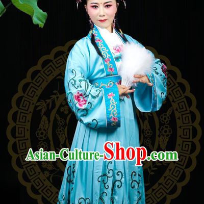 Chinese Traditional Peking Opera Hua Tan Blue Dress Beijing Opera Actress Garment Shaoxing Opera Princess Clothing