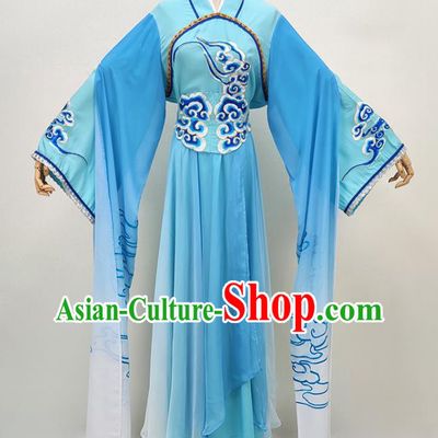 Chinese Beijing Opera Hua Tan Clothing Traditional Peking Opera Palace Lady Blue Dress Shaoxing Opera Fairy Garment