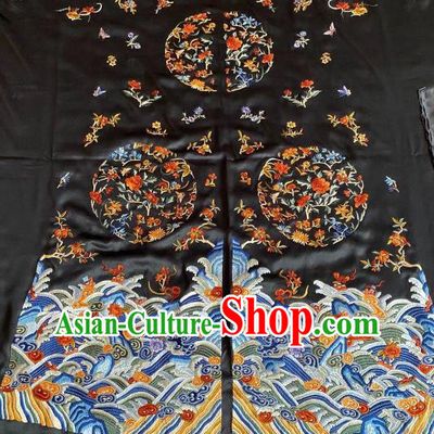 Chinese Embroidery Craft Traditional Qing Dynasty Embroidered Silk Cloth