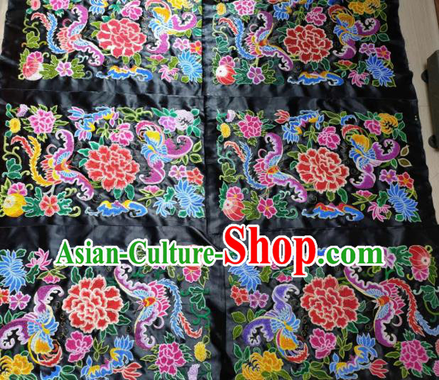Chinese Traditional Embroidered Black Silk Cloth Hand Embroidery Butterfly Peony Applique Craft Chinese Traditional Embroidered Black Silk Cloth Hand Embroidery Butterfly Peony Applique Craft
