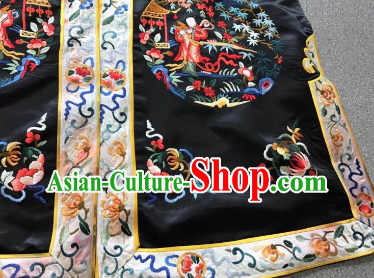 China Tang Suit Outer Garment Traditional Black Silk Coat Clothing National Embroidered Overcoat China Tang Suit Outer Garment Traditional Black Silk Coat Clothing National Embroidered Overcoat