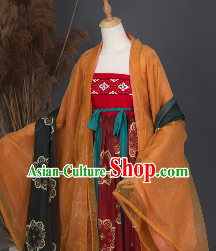 China Traditional Cosplay Tang Dynasty Court Beauty Clothing Ancient Palace Princess Hanfu Dress Garments China Traditional Cosplay Tang Dynasty Court Beauty Clothing Ancient Palace Princess Hanfu Dress Garments