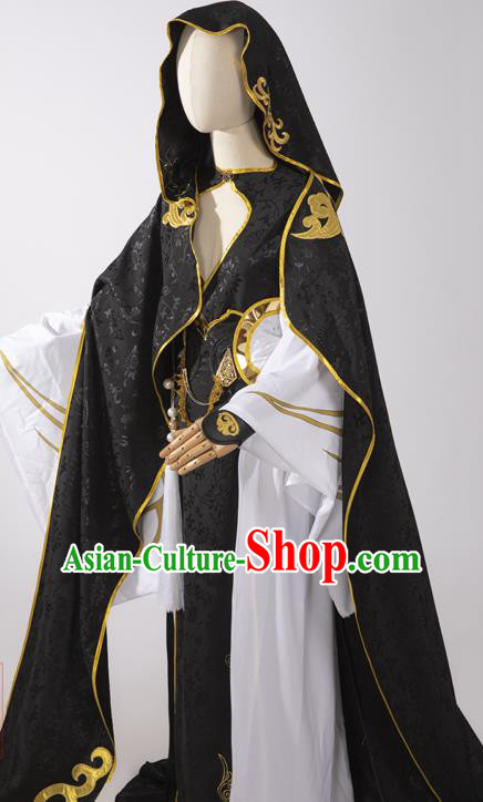Chinese Ancient Swordsman Black Hanfu Clothing Traditional Cosplay Chivalrous Knight Garment Costumes Chinese Ancient Swordsman Black Hanfu Clothing Traditional Cosplay Chivalrous Knight Garment Costumes