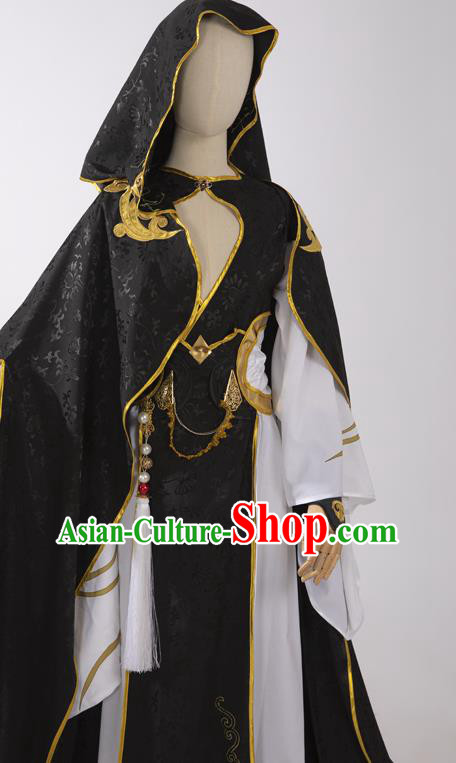 Chinese Ancient Swordsman Black Hanfu Clothing Traditional Cosplay Chivalrous Knight Garment Costumes Chinese Ancient Swordsman Black Hanfu Clothing Traditional Cosplay Chivalrous Knight Garment Costumes