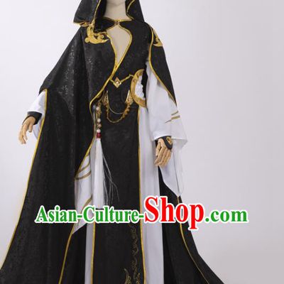 Chinese Ancient Swordsman Black Hanfu Clothing Traditional Cosplay Chivalrous Knight Garment Costumes