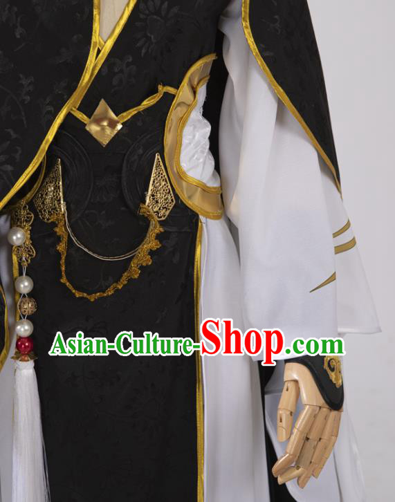 Chinese Ancient Swordsman Black Hanfu Clothing Traditional Cosplay Chivalrous Knight Garment Costumes Chinese Ancient Swordsman Black Hanfu Clothing Traditional Cosplay Chivalrous Knight Garment Costumes