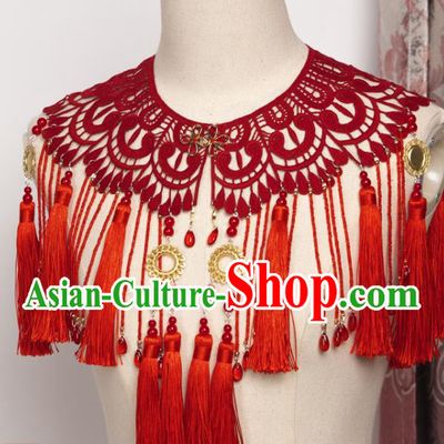 China Traditional Ming Dynasty Princess Shoulder Accessories Ancient Bride Wedding Tassel Tippet