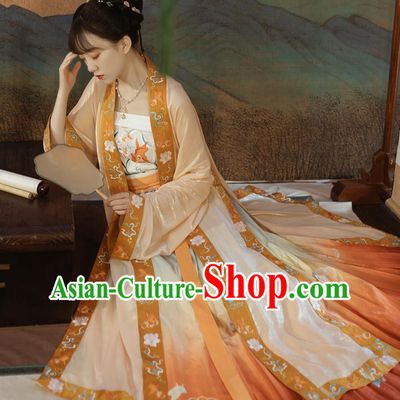 China Traditional Song Dynasty Royal Princess Historical Clothing Ancient Palace Beauty Hanfu Dress Garments Complete Set