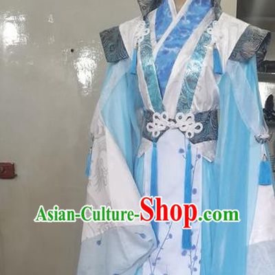 Chinese Ancient Royal King Blue Hanfu Clothing Drama Cosplay Jin Dynasty Emperor Garment Costumes