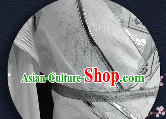 Chinese Ancient Swordsman White Hanfu Clothing Drama Cosplay Young Knight Garment Costumes Chinese Ancient Swordsman White Hanfu Clothing Drama Cosplay Young Knight Garment Costumes