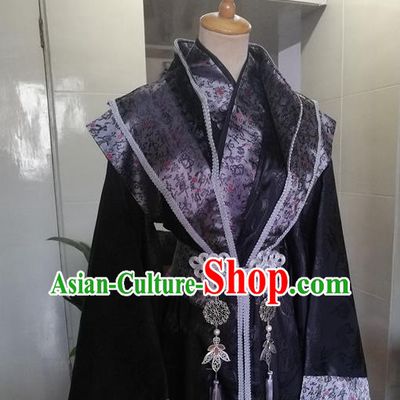 Chinese Ancient Emperor Black Hanfu Clothing Drama Cosplay King Apparels Qin Dynasty Monarch Garment Costumes