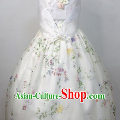 Korea Wedding Fashion Costumes Korean Bride Hanbok White Blouse and Dress Traditional Festival Clothing