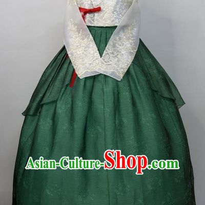 Korean Bride Hanbok White Blouse and Green Dress Korea Traditional Court Festival Clothing Wedding Fashion Costumes