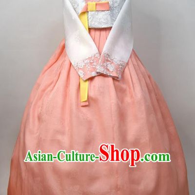 Korean Wedding Fashion Costumes Bride Hanbok White Blouse and Pink Dress Korea Traditional Court Festival Clothing