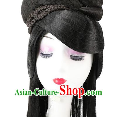 China Qin Dynasty Imperial Consort Chignon Hairpieces Traditional Drama The Myth Xiao Yue Hanfu Hair Accessories Ancient Court Woman Wigs