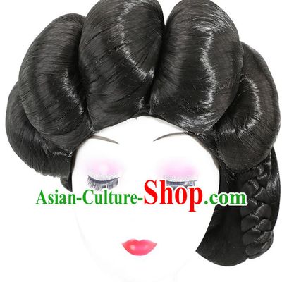 China Traditional Hair Accessories Ancient Imperial Consort Wigs Tang Dynasty Geisha Chignon Hairpieces