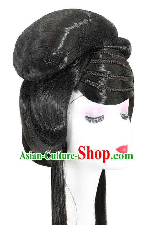 China Ancient Goddess Wigs Jin Dynasty Palace Princess Chignon Hairpieces Traditional Hair Accessories China Ancient Goddess Wigs Jin Dynasty Palace Princess Chignon Hairpieces Traditional Hair Accessories